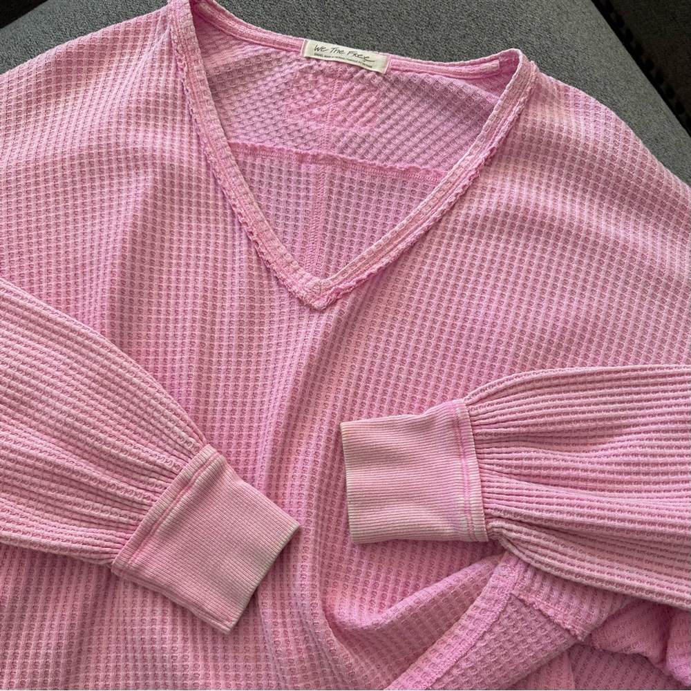 We The Free Pink Coraline Waffle Thermal Top Small - Picture 8 of 8